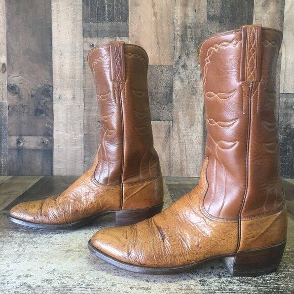 Lucchese Vintage San Antonio Smooth Ostrich Western Cowboy Boots Womens 9.5 B - Picture 12 of 12